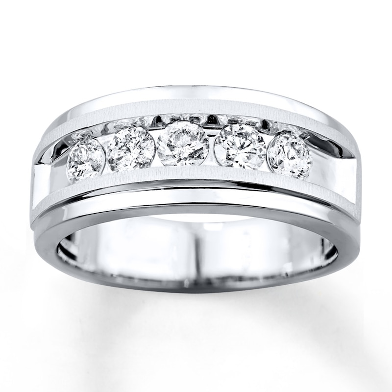 Men's Wedding Band 1 ct tw Diamonds White Gold Plated
