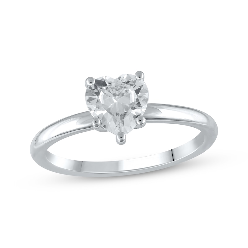 Lab-Created Diamonds by Heart-Shaped Solitaire Ring 1 ct tw White Gold Plated