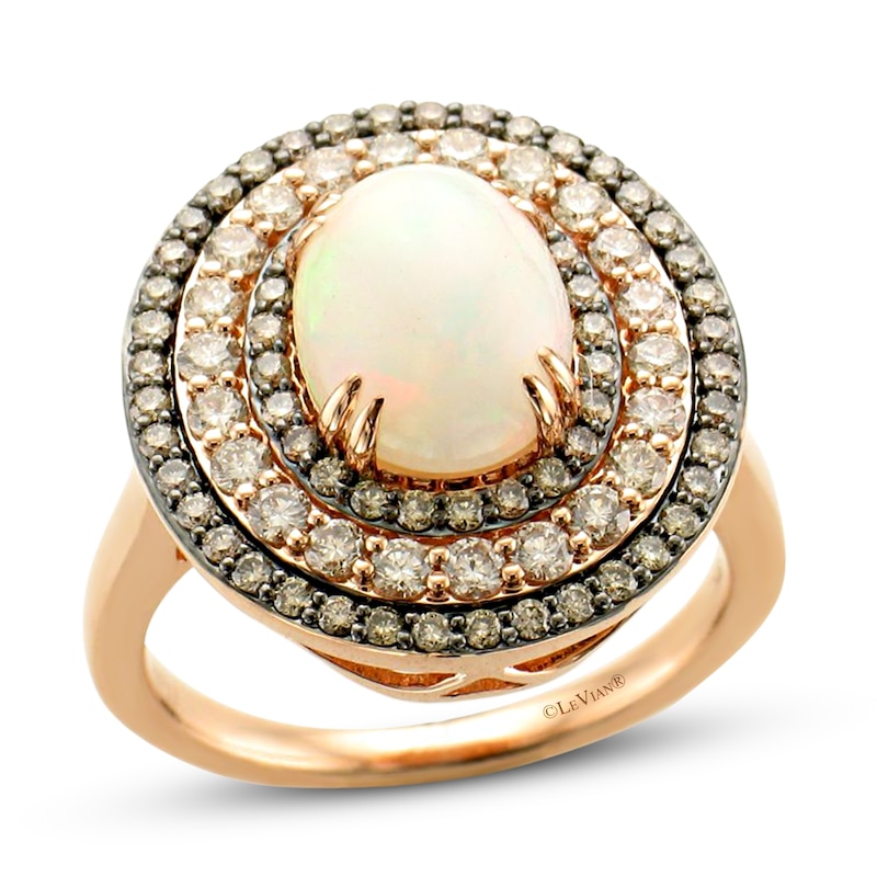 Le Vian Creme Brulee Opal Ring 1 ct tw Diamonds Strawberry Gold Plated - Size 7