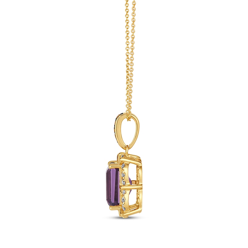 Le Vian Emerald-Cut Amethyst Necklace 3/8 ct tw Diamonds Honey Gold Plated 19"