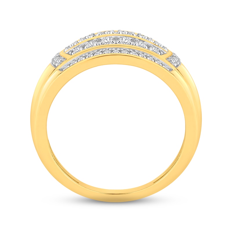 Men's Diamond Ring 1 ct tw Round-cut Yellow Gold Plated