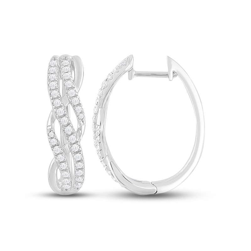 Diamond Twist Hoop Earrings 1/2 ct tw Round-cut White Gold Plated