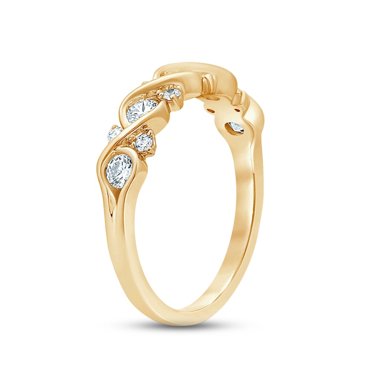 Diamond Anniversary Ring 1/2 ct tw Round-cut Yellow Gold Plated