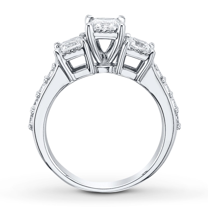 3-Stone Diamond Ring 1 ct tw Princess-cut White Gold Plated