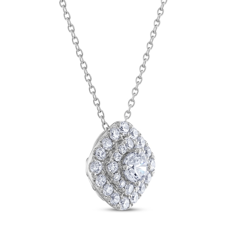 THE LEO Cushion-Shaped Diamond Necklace 1 ct tw Round-Cut White Gold Plated 19"