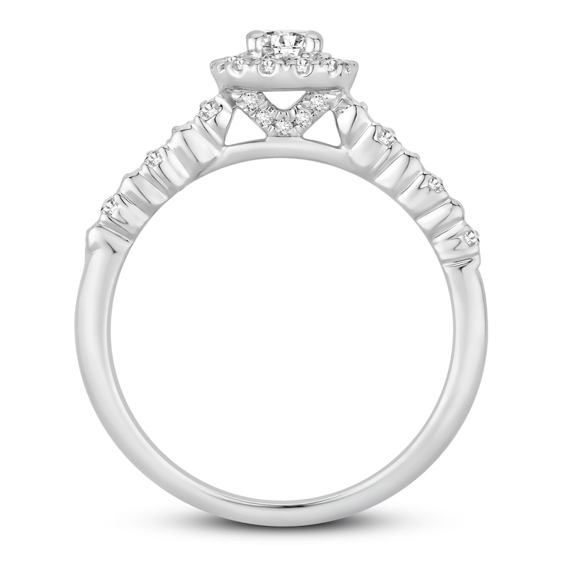 Diamond Engagement Ring 1/2 ct tw Round-cut White Gold Plated
