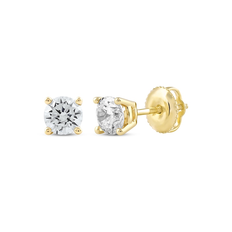Lab-Created Diamonds by Round-Cut Solitaire Stud Earrings 3/4 ct tw Yellow Gold Plated
