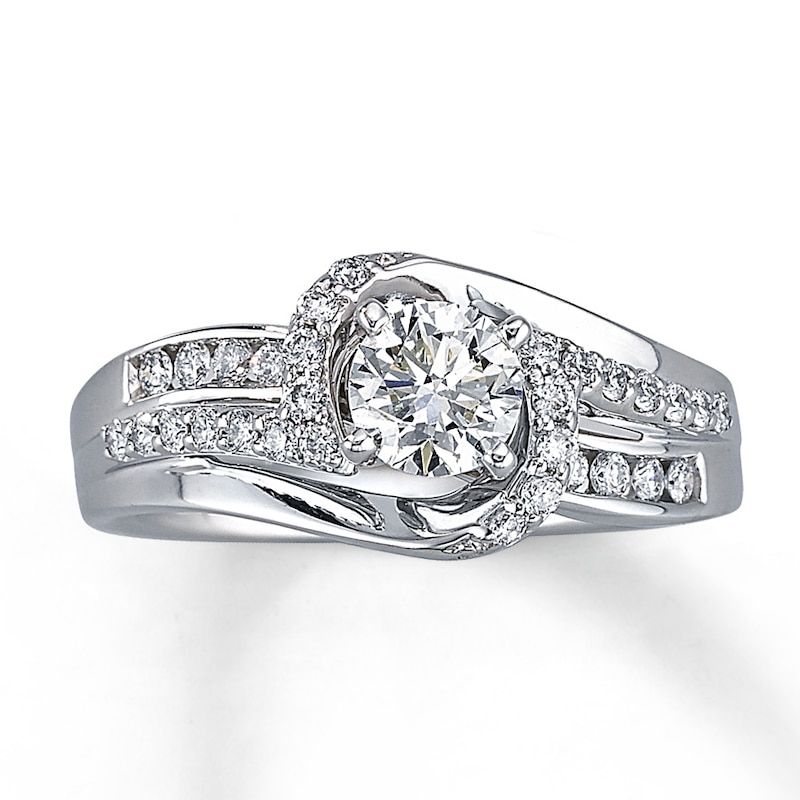 Engagement Ring 5/8 ct tw Round-cut Diamonds White Gold Plated