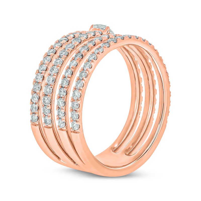 Pear-Shaped & Round-Cut Diamond Faux Wrap Ring 1-3/8 ct tw Rose Gold Plated