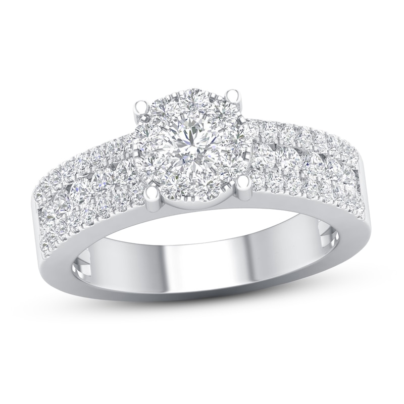Diamond Engagement Ring 1 ct tw Round-cut White Gold Plated