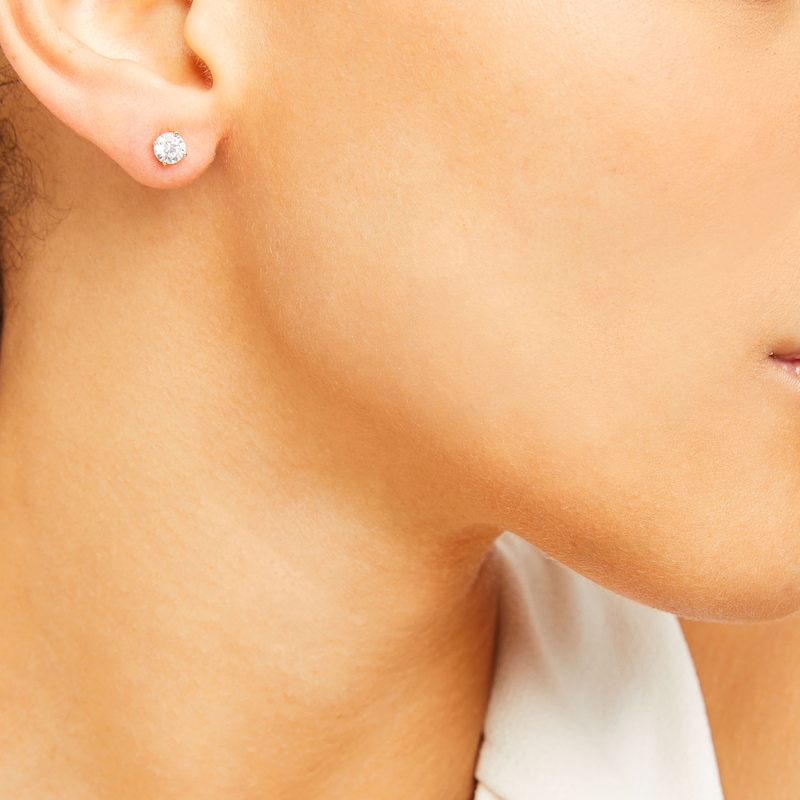 Diamond Solitaire Earrings 1 ct tw Round-cut Yellow Gold Plated