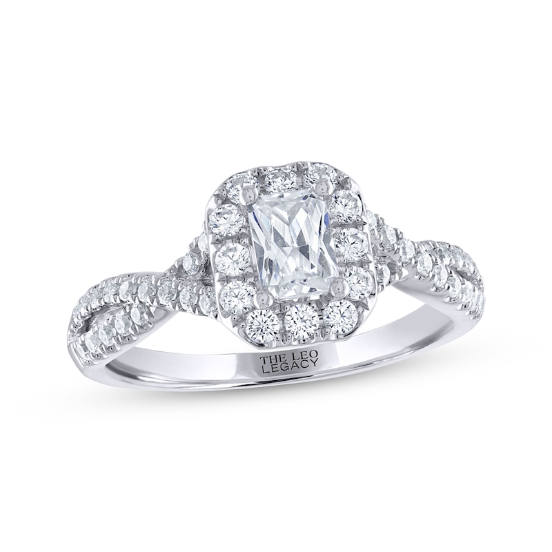 THE LEO Legacy Lab-Created Diamond Emerald-Cut Engagement Ring 7/8 ct tw White Gold Plated
