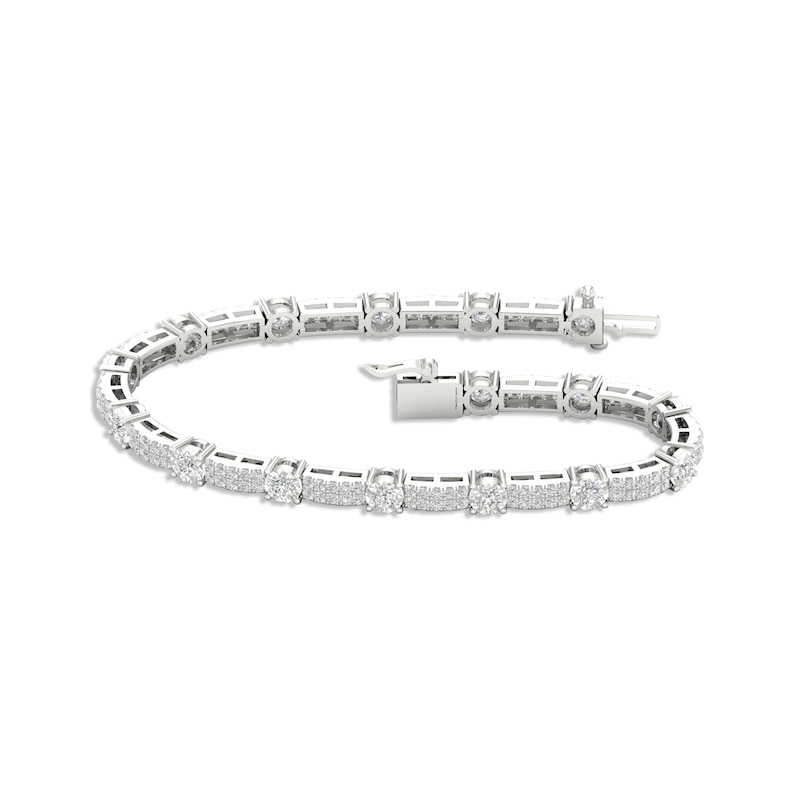 Diamond Tennis Bracelet 3 ct tw White Gold Plated 7.25"