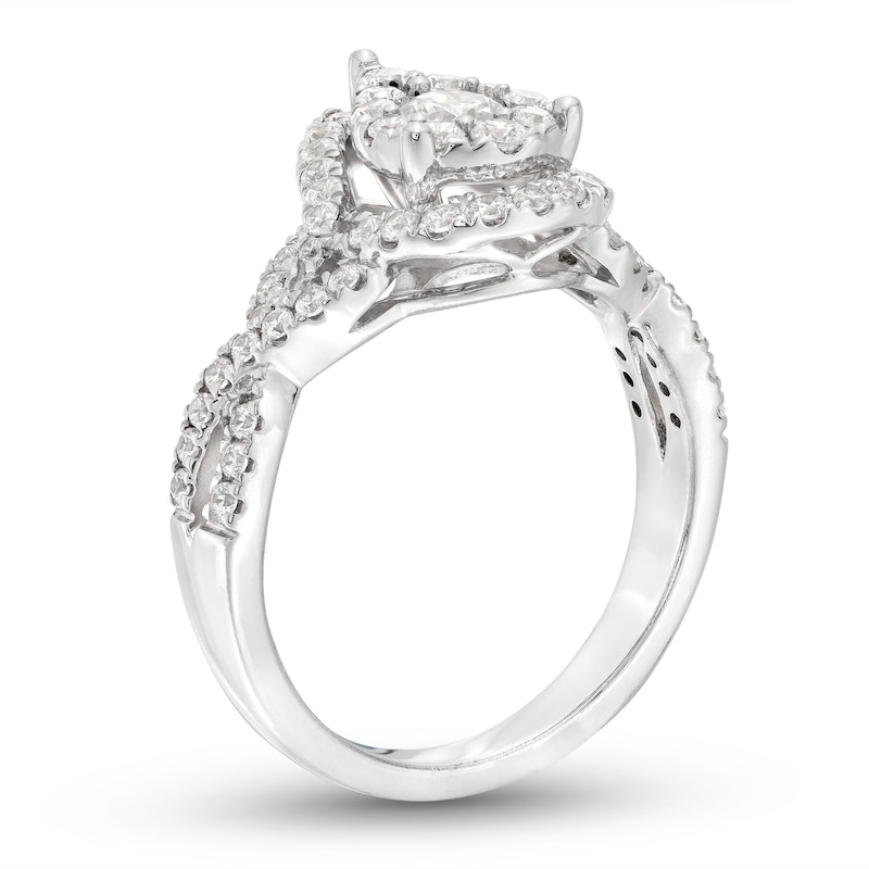 Diamond Engagement Ring 1 ct tw Round-cut White Gold Plated