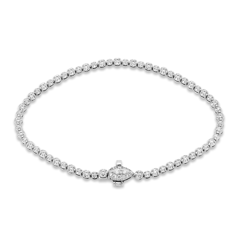 Forever Connected Diamond Bracelet 1 ct tw Pear & Round-cut White Gold Plated 7.25"