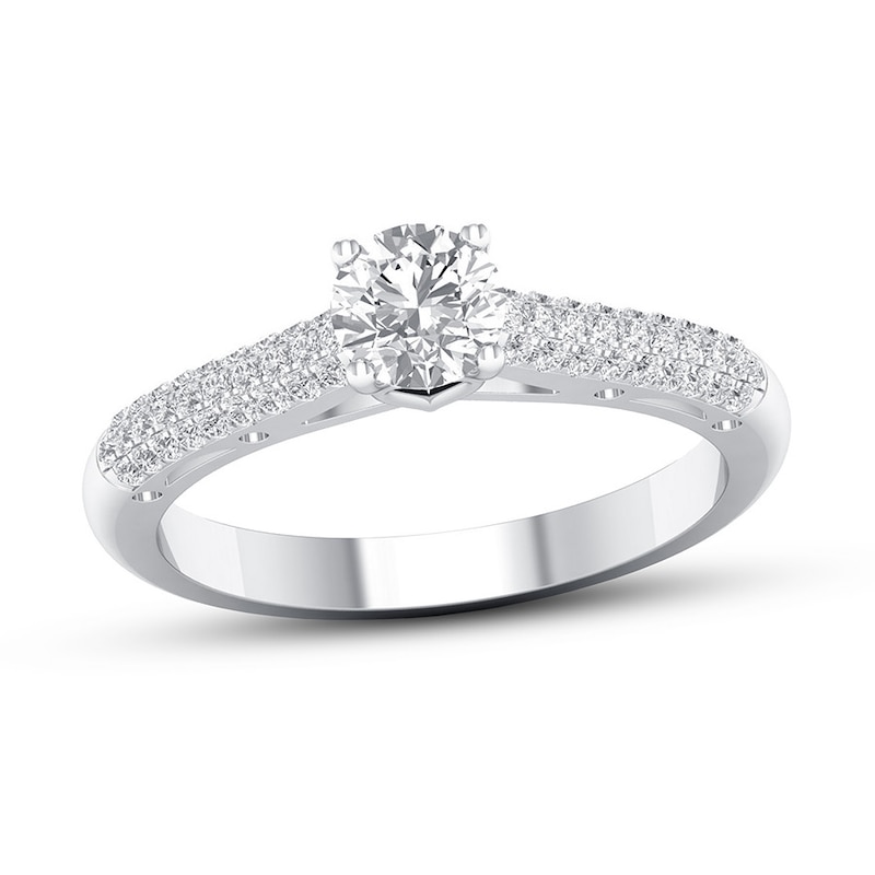 Certified Diamond Engagement Ring 3/4 ct tw White Gold Plated