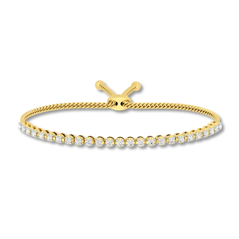Diamond Tennis Bolo Bracelet 1 ct tw Round-cut Yellow Gold Plated 9.5"