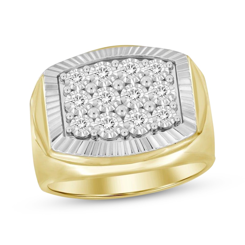 Men's Diamond Ring 1/2 ct tw Round-cut Two-Tone Gold Plated