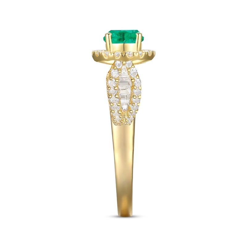 Oval-Cut Emerald & Diamond Ring 3/8 ct tw Yellow Gold Plated