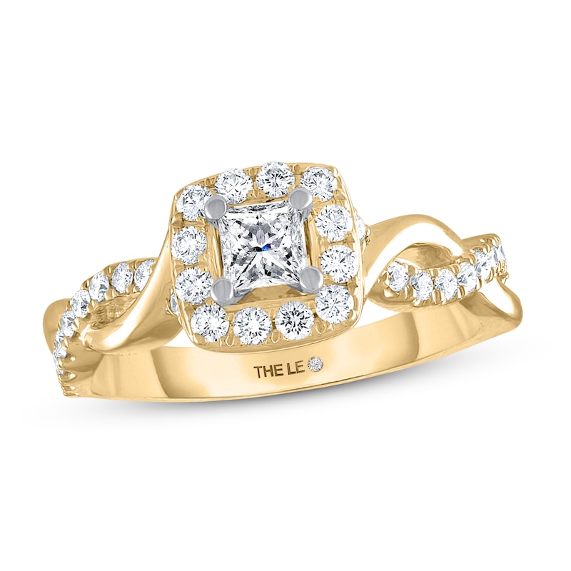 THE LEO Diamond Engagement Ring 3/4 ct tw Princess & Round-cut Yellow Gold Plated