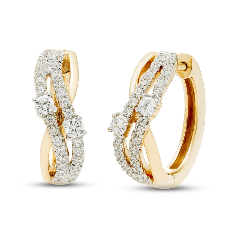 Diamond Swirl Hoop Earrings 1/2 ct tw Round-cut Yellow Gold Plated