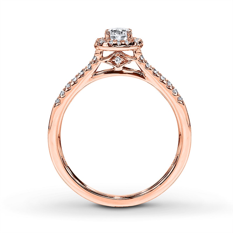 Diamond Engagement Ring 3/8 ct tw Round-cut Rose Gold Plated
