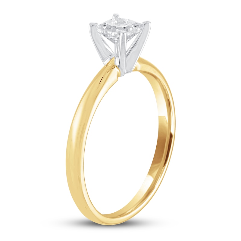 Diamond Solitaire Engagement Ring 1/2 ct tw Princess-cut Yellow Gold Plated