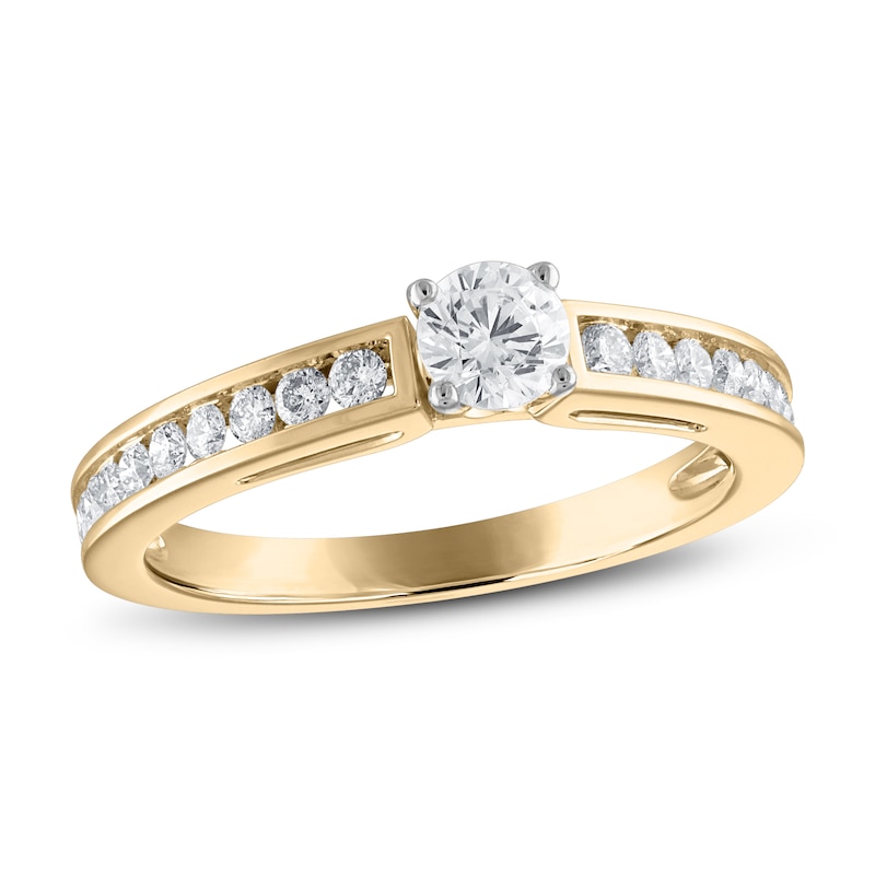 Diamond Engagement Ring 5/8 ct tw Round-cut Yellow Gold Plated