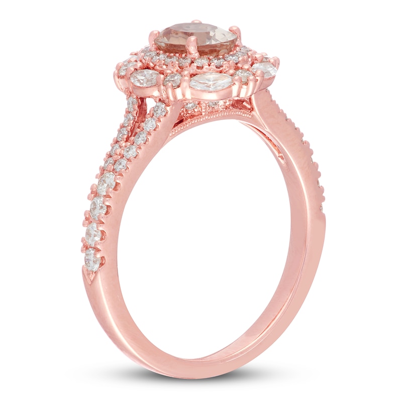 Neil Lane Morganite Engagement Ring 3/4 ct tw Diamonds Rose Gold Plated