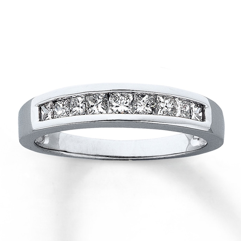 Diamond Anniversary Band 1/2 ct tw Princess-cut White Gold Plated