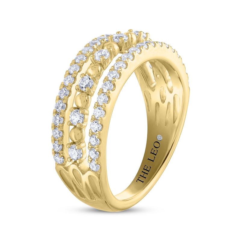 THE LEO Diamond Three-Row Anniversary Band 3/4 ct tw Yellow Gold Plated