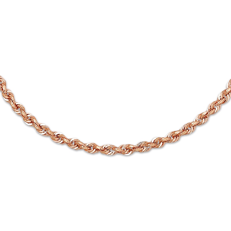 Semi-Solid Rope Necklace Rose Gold Plated 30"