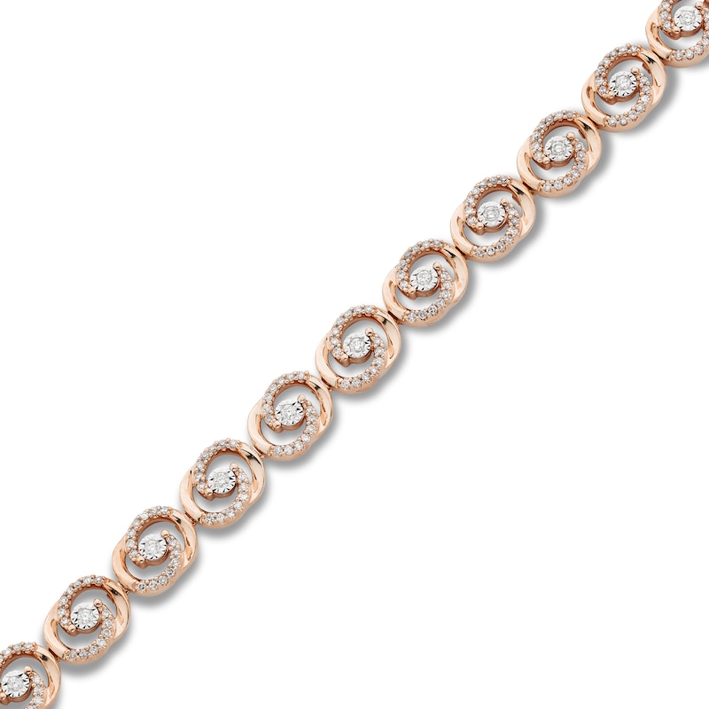 Encircled by Love Diamond Line Bracelet 1 ct tw Round-cut Rose Gold Plated 7.25"