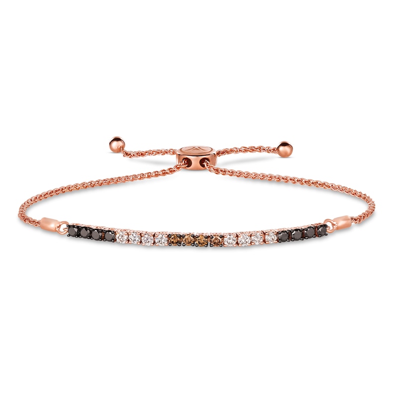 Le Vian Diamond Bolo Bracelet 1-3/8 ct tw Strawberry Gold Plated 9.5"