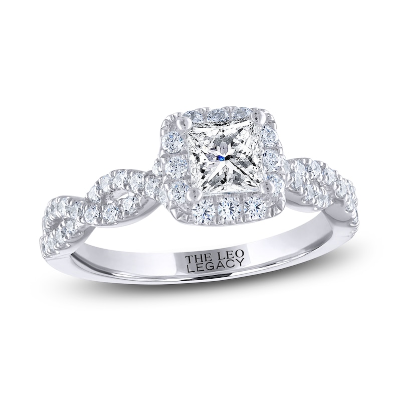 THE LEO Legacy Lab-Created Diamond Princess-Cut Engagement Ring 1-1/6 ct tw White Gold Plated