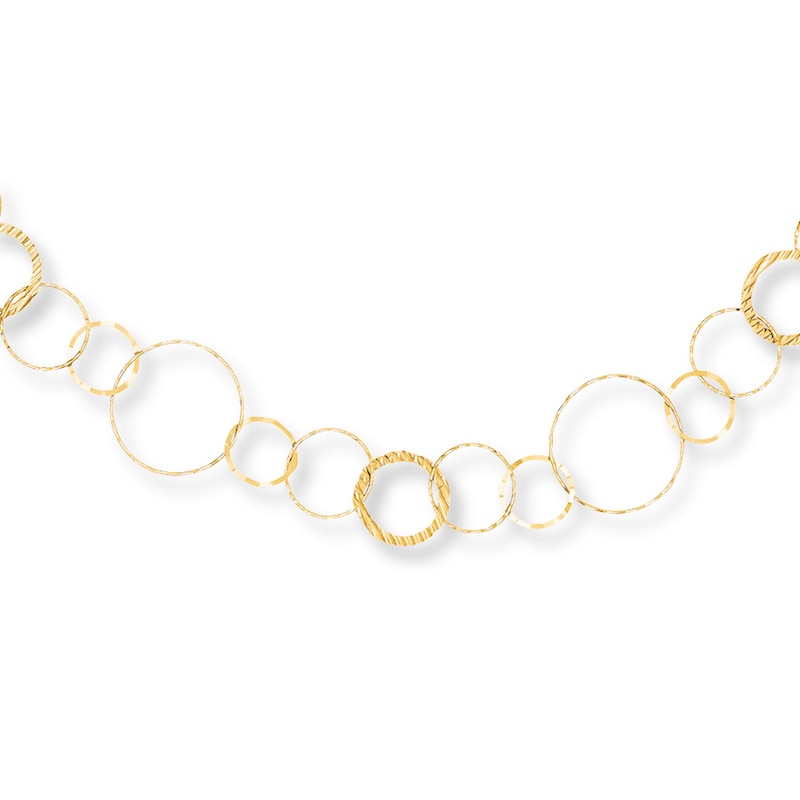 Circle Link Necklace Yellow Gold Plated 18"