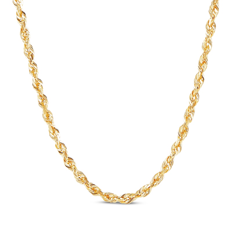Solid Glitter Rope Chain Necklace 1.6mm Yellow Gold Plated 20"
