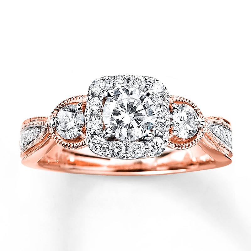 Diamond Engagement Ring 1 ct tw Round-cut Rose Gold Plated
