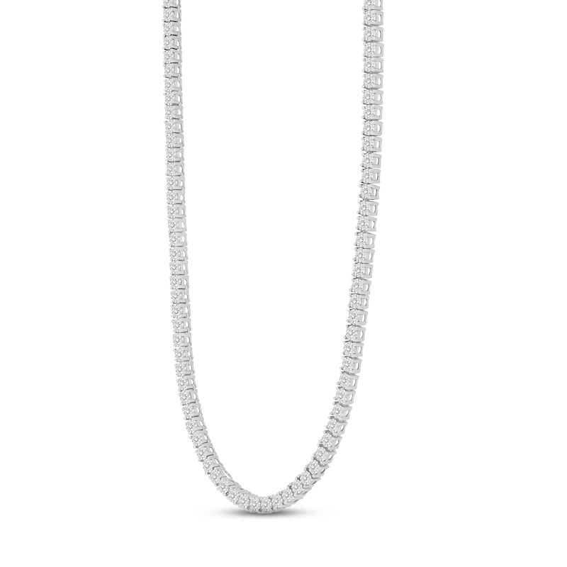 Men's Diamond Tennis Necklace 3 ct tw Round-cut White Gold Plated 20"