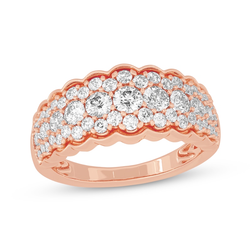 Round-Cut Diamond Scallop-Edged Anniversary Band 1-1/2 ct tw Rose Gold Plated