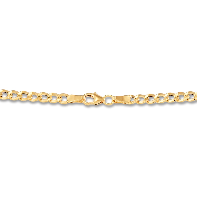 Hollow Curb Chain Necklace Yellow Gold Plated 17"