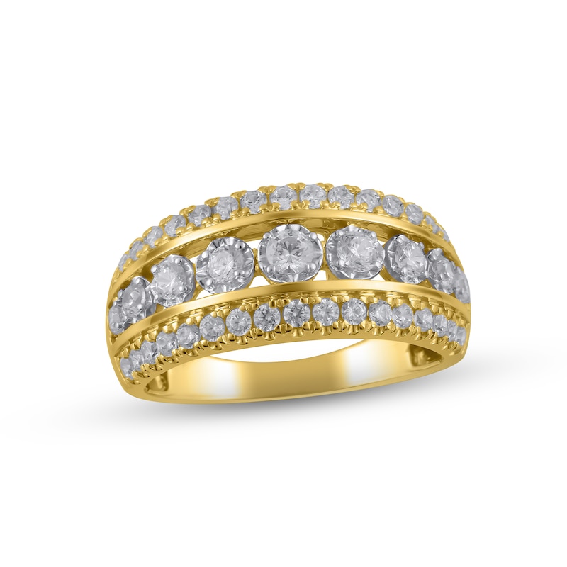 Diamond Anniversary Ring 1 ct tw Round-cut Two-Tone Gold Plated