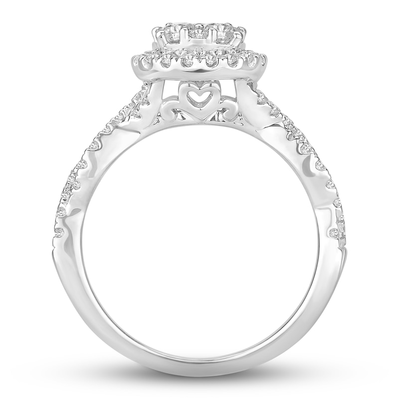 Multi-Diamond Engagement Ring 1 ct tw Round-cut White Gold Plated
