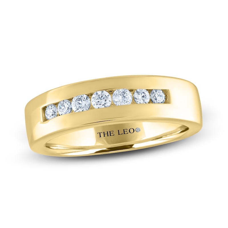 Men's THE LEO Diamond Wedding Band 3/8 ct tw Round-cut Yellow Gold Plated