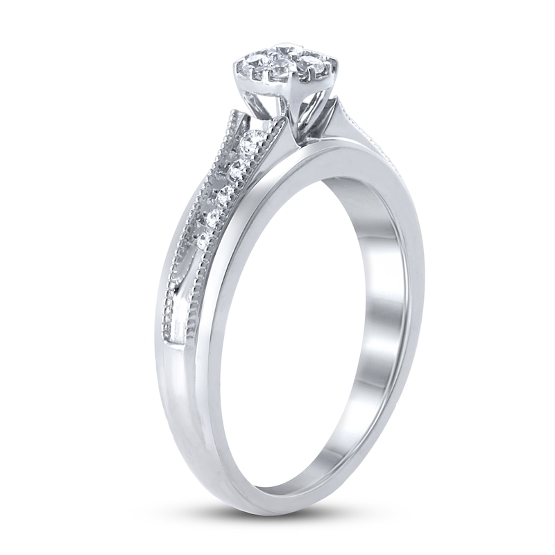 Diamond Engagement Ring 1/4 ct tw White Gold Plated