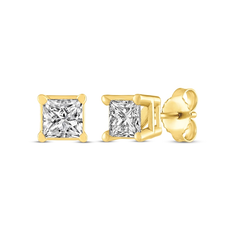 Princess-Cut Diamond Solitaire Stud Earrings 1/2 ct tw Yellow Gold Plated