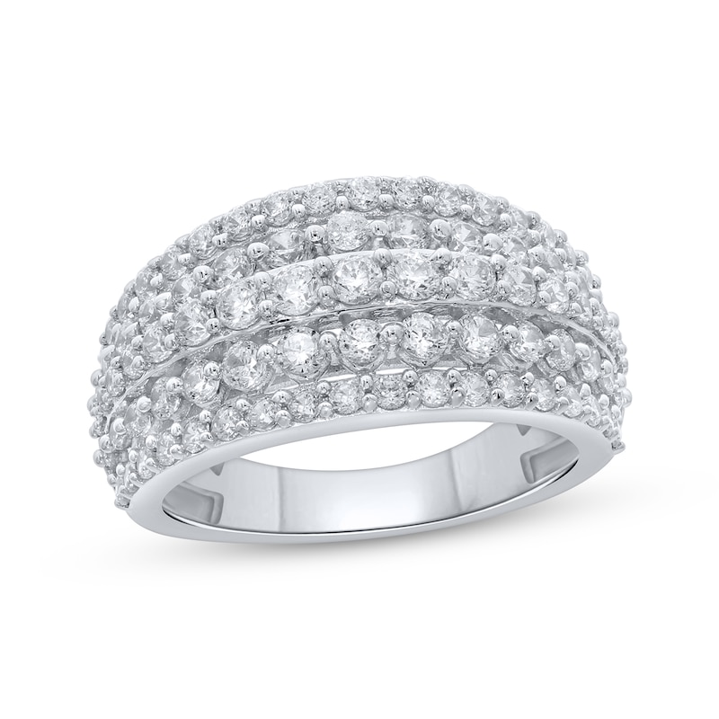 Round-Cut Diamond Five-Row Anniversary Band 2 ct tw White Gold Plated