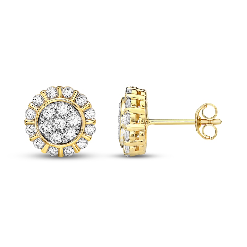 Lab-Created Diamonds by Stud Earrings 3/4 ct tw Yellow Gold Plated