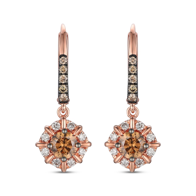 Le Vian Diamond Drop Earrings 7/8 ct tw Strawberry Gold Plated