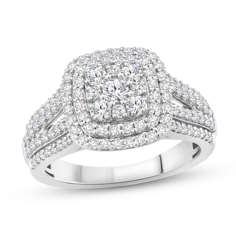 Diamond Engagement Ring 1 ct tw Round-cut White Gold Plated